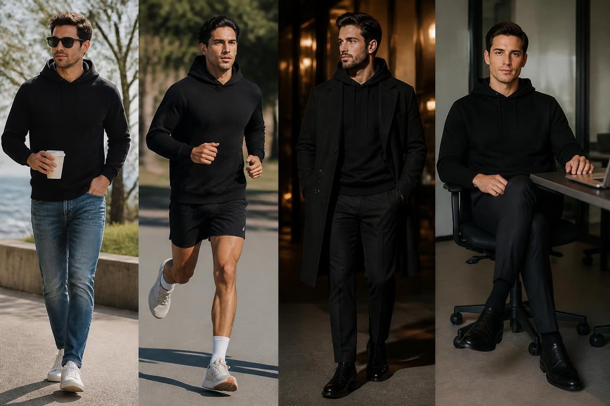 Black hoodie outfit versatility