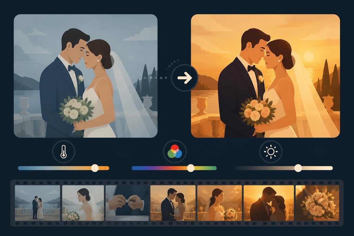 Color grading wedding footage
