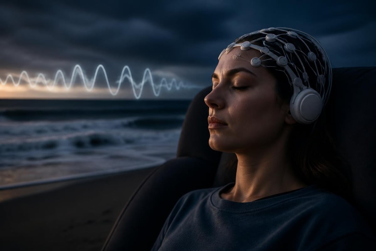 Brain wave frequency synchronization with ocean rhythms