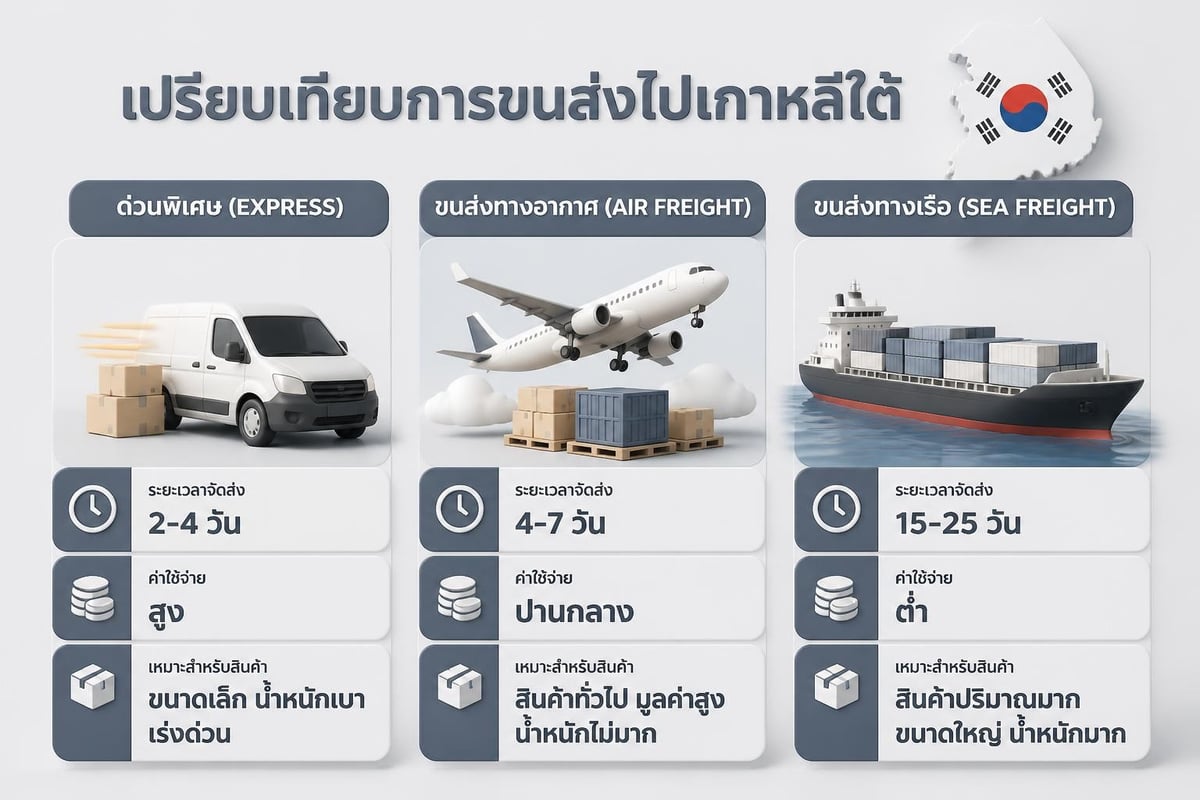 Shipping method comparison