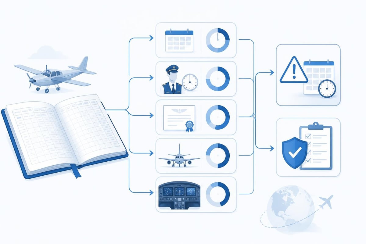 Professional pilot flight records complexity