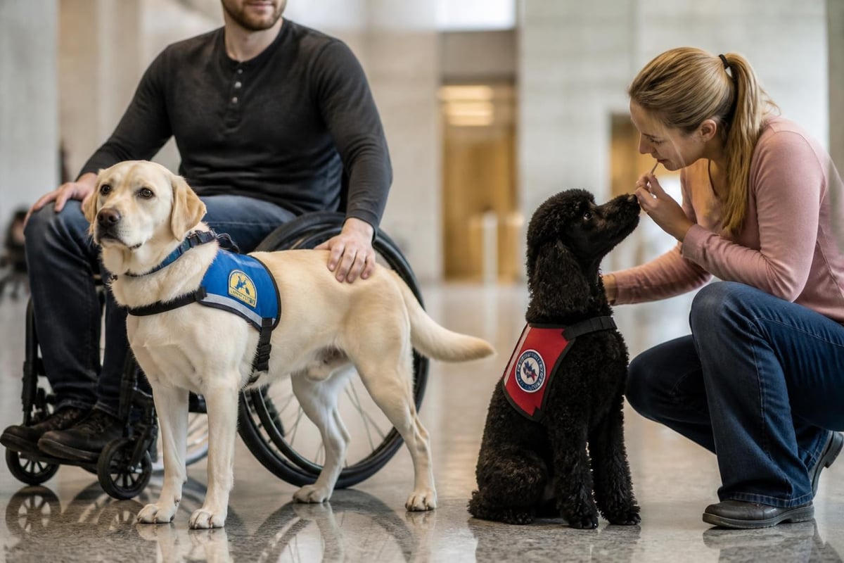 Service dog task training