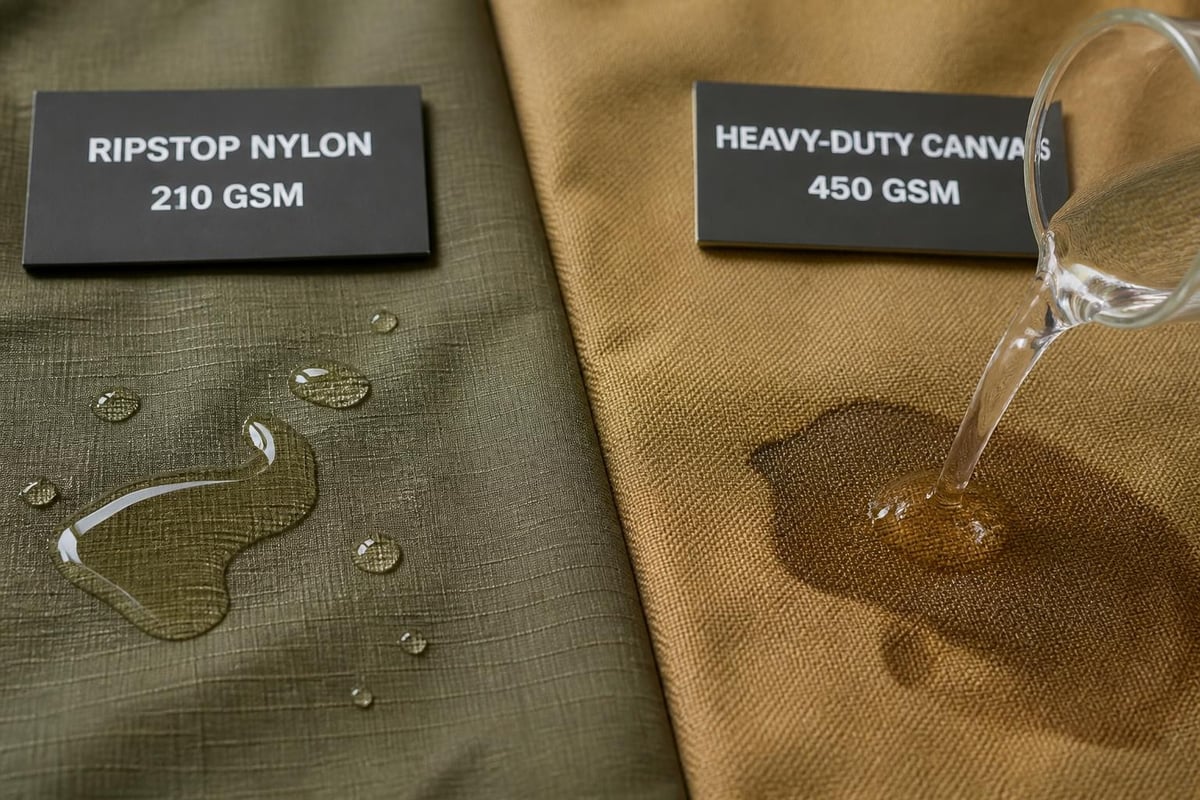 Military tent fabric construction