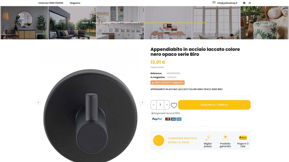 7 Accessori Bagno Moderni Essenziali per il 2026 - Appendiabito Nero BIRO – Eleganza Minimal