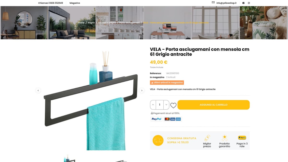 7 Accessori Bagno Moderni Essenziali per il 2026 - Porta Asciugamani Antracite VELA – Modernità e Praticità