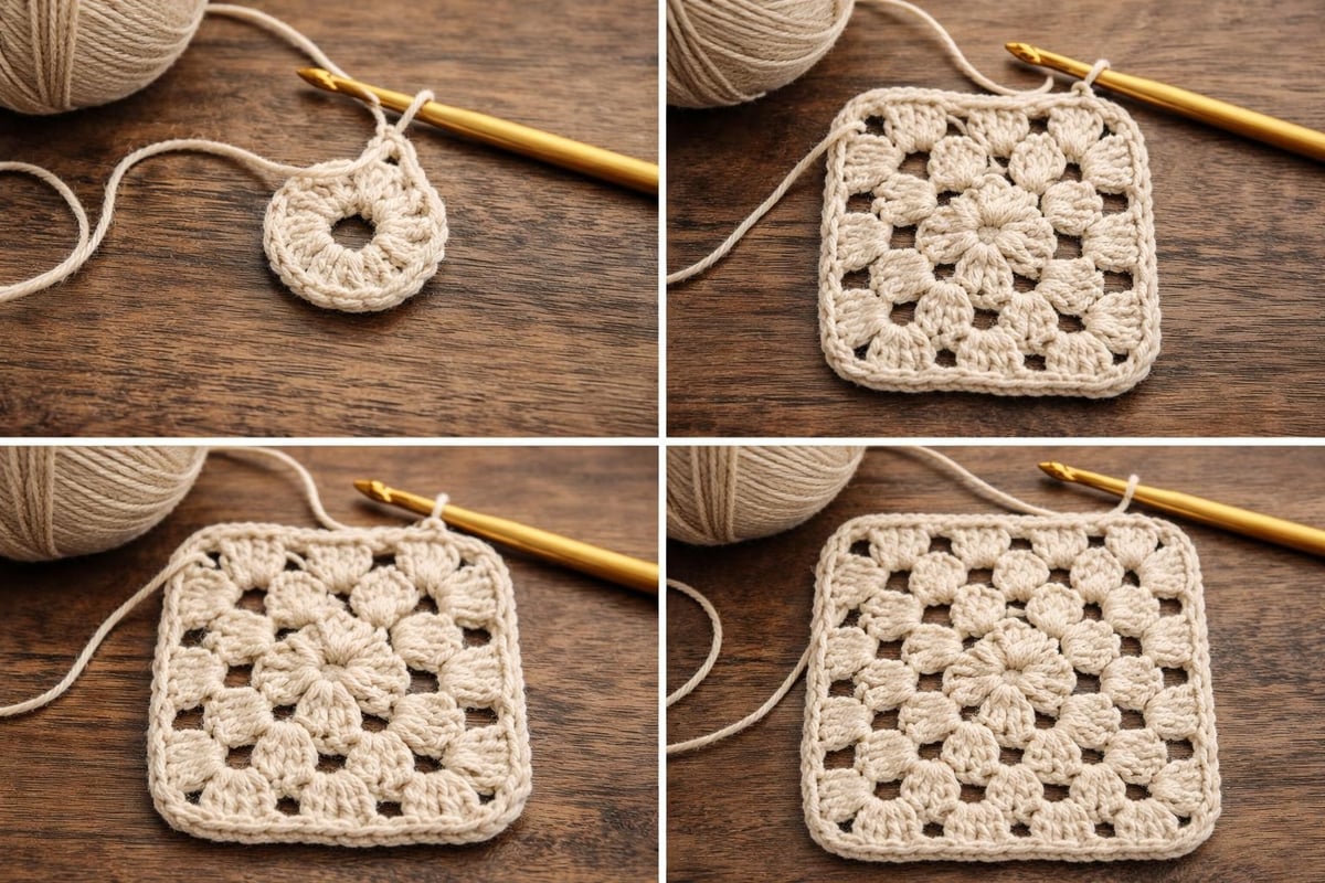 Granny square construction rounds