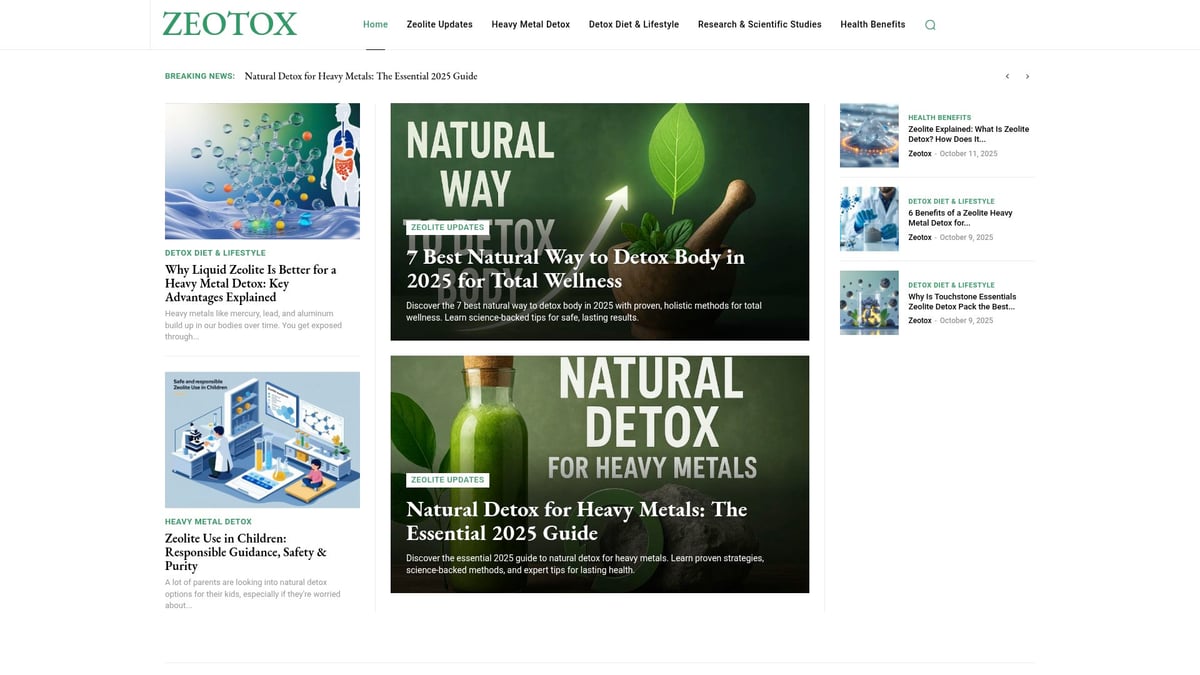 Heavy Metal Body Detox Guide: Safe Methods for 2025 - Zeotox: Science-Backed Zeolite Detox Information