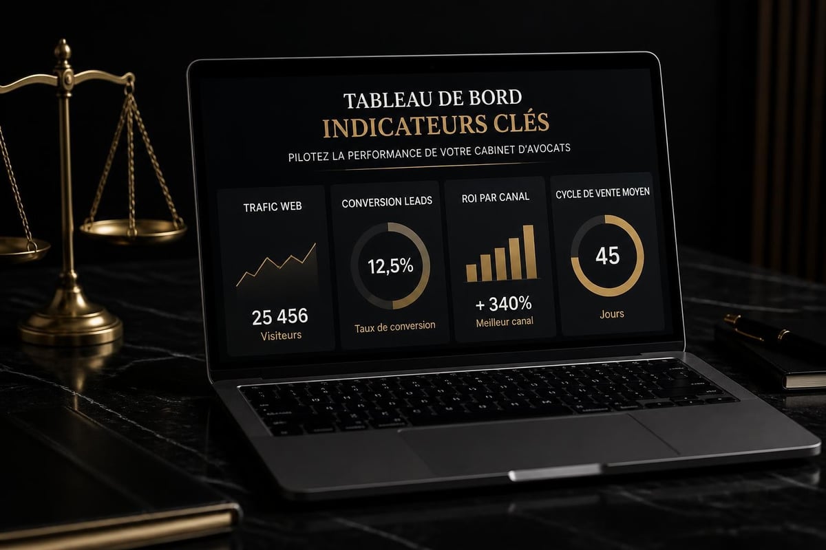 Dashboard métriques digital marketing juridique