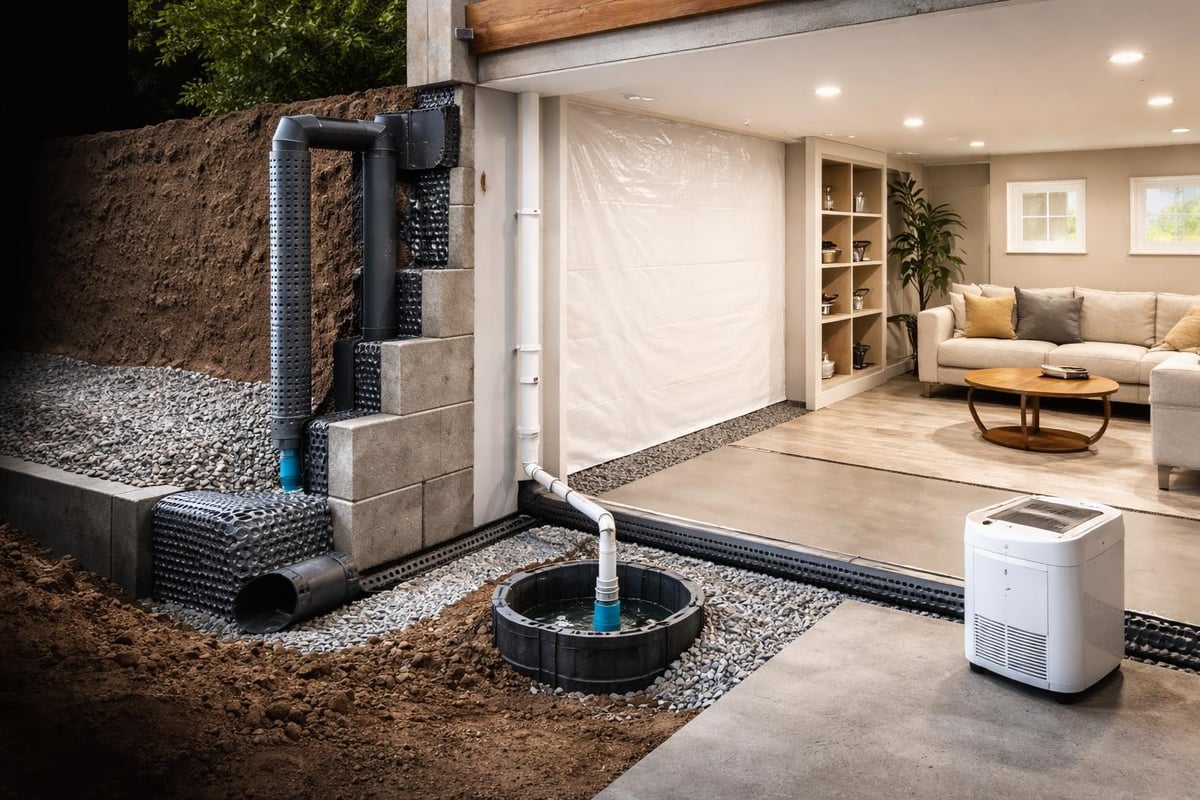 Basement moisture control layers