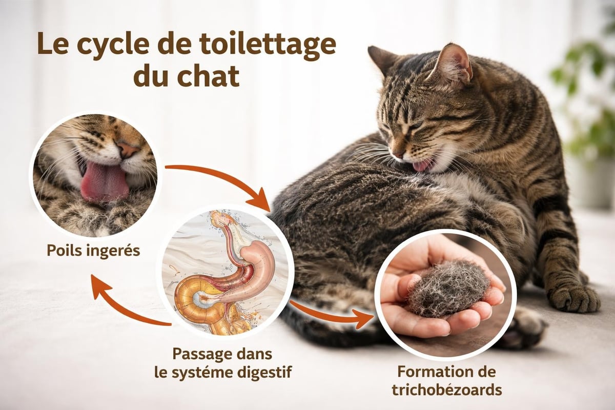 Pawtounes - Boule Poils Chat : Guide Complet et Solutions Pratiques - Processus de formation des boules de poils