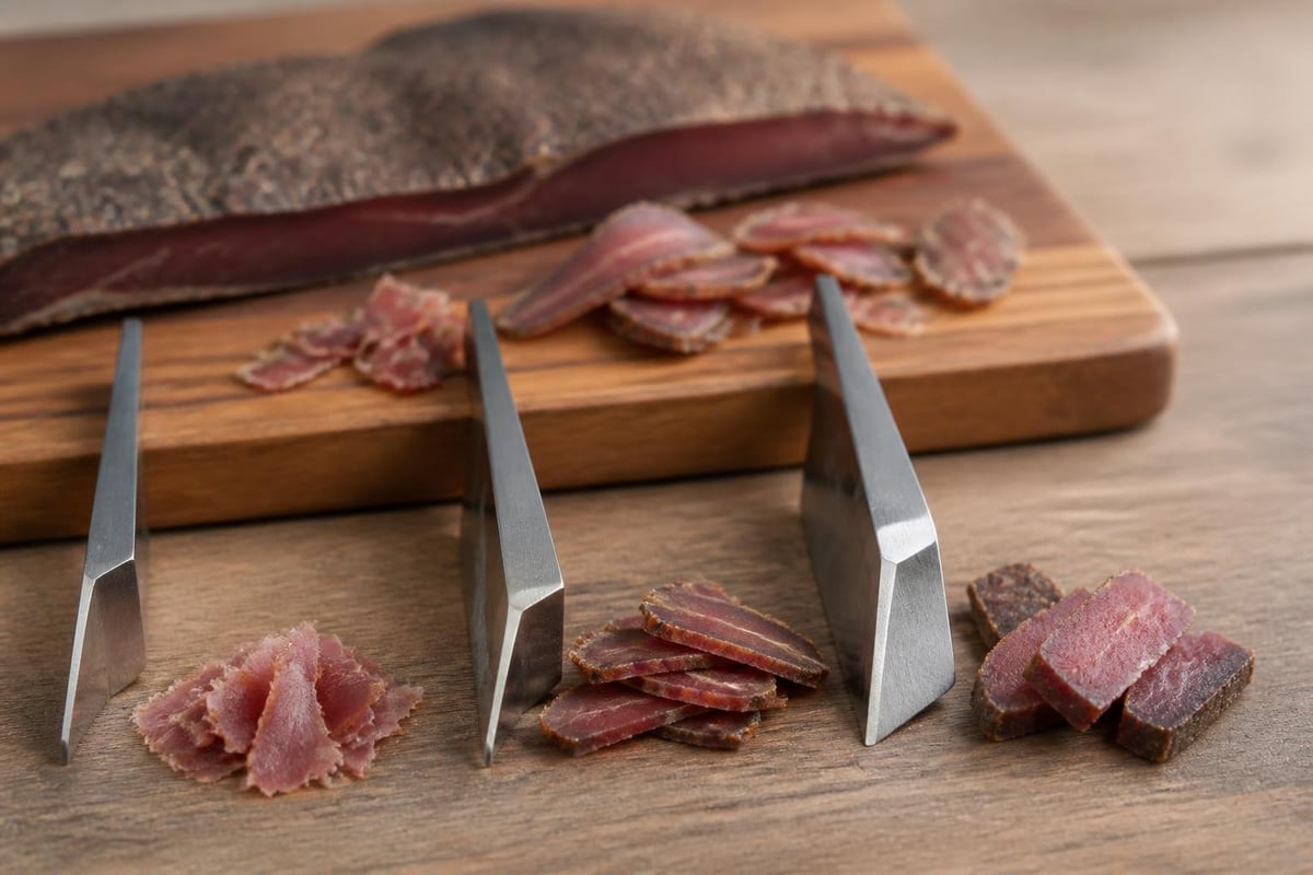 Biltong cutter slicing techniques