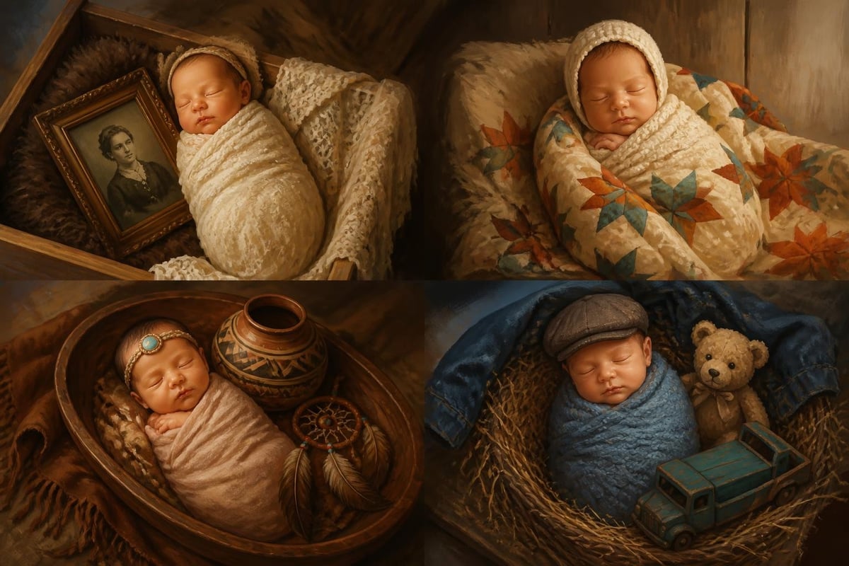 Personal family props for newborn photos