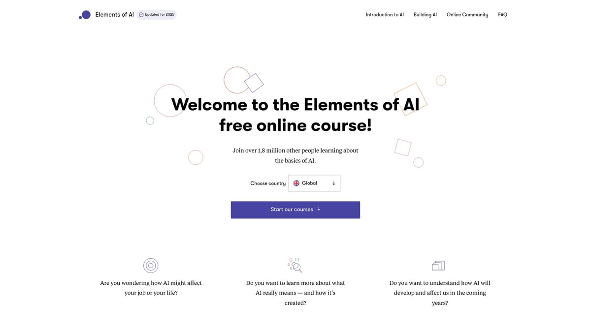 9 Essential AI Computer Courses to Boost Your Skills in 2025 - Elements of AI (University of Helsinki)