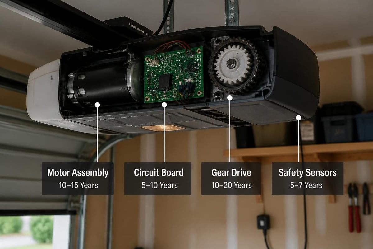 Common garage door opener components