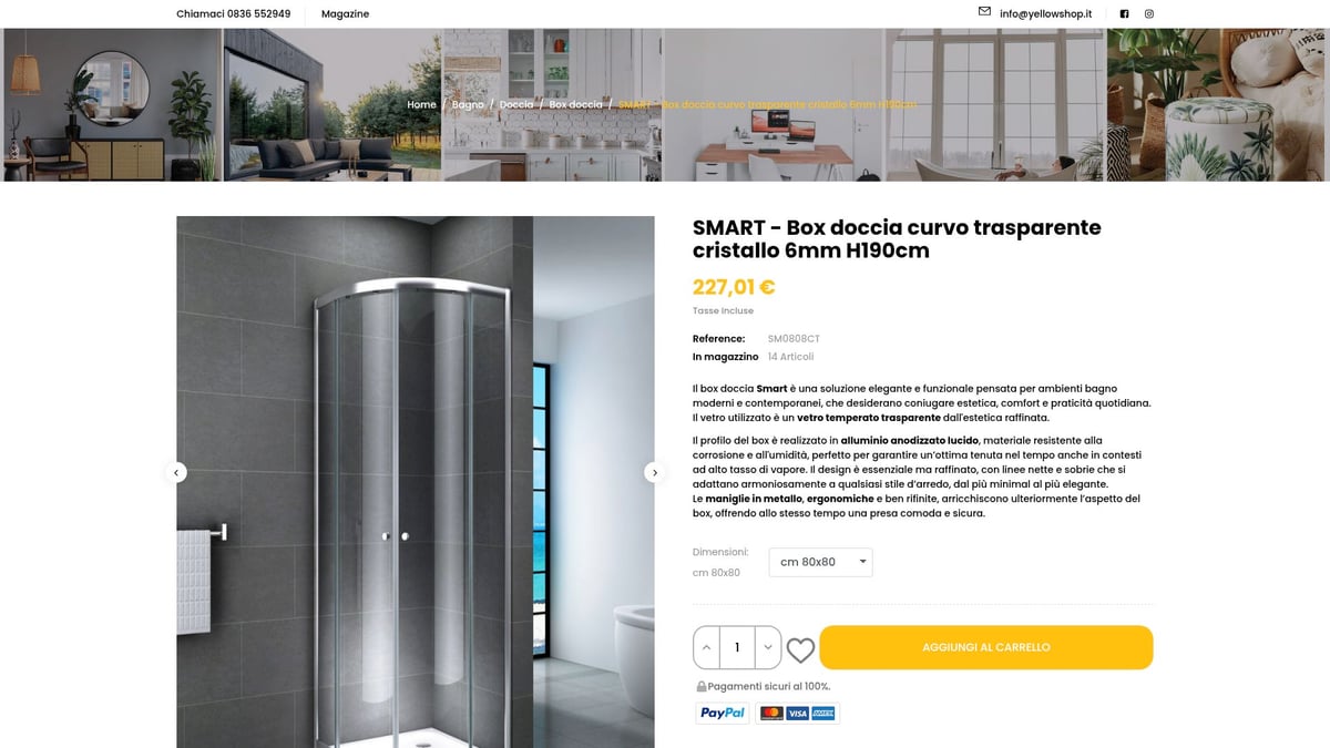 7 Idee Di Box Doccia Rettangolare Moderni Per Il 2026 - Box Doccia Smart Curvo Trasparente Yellowshop 80x80