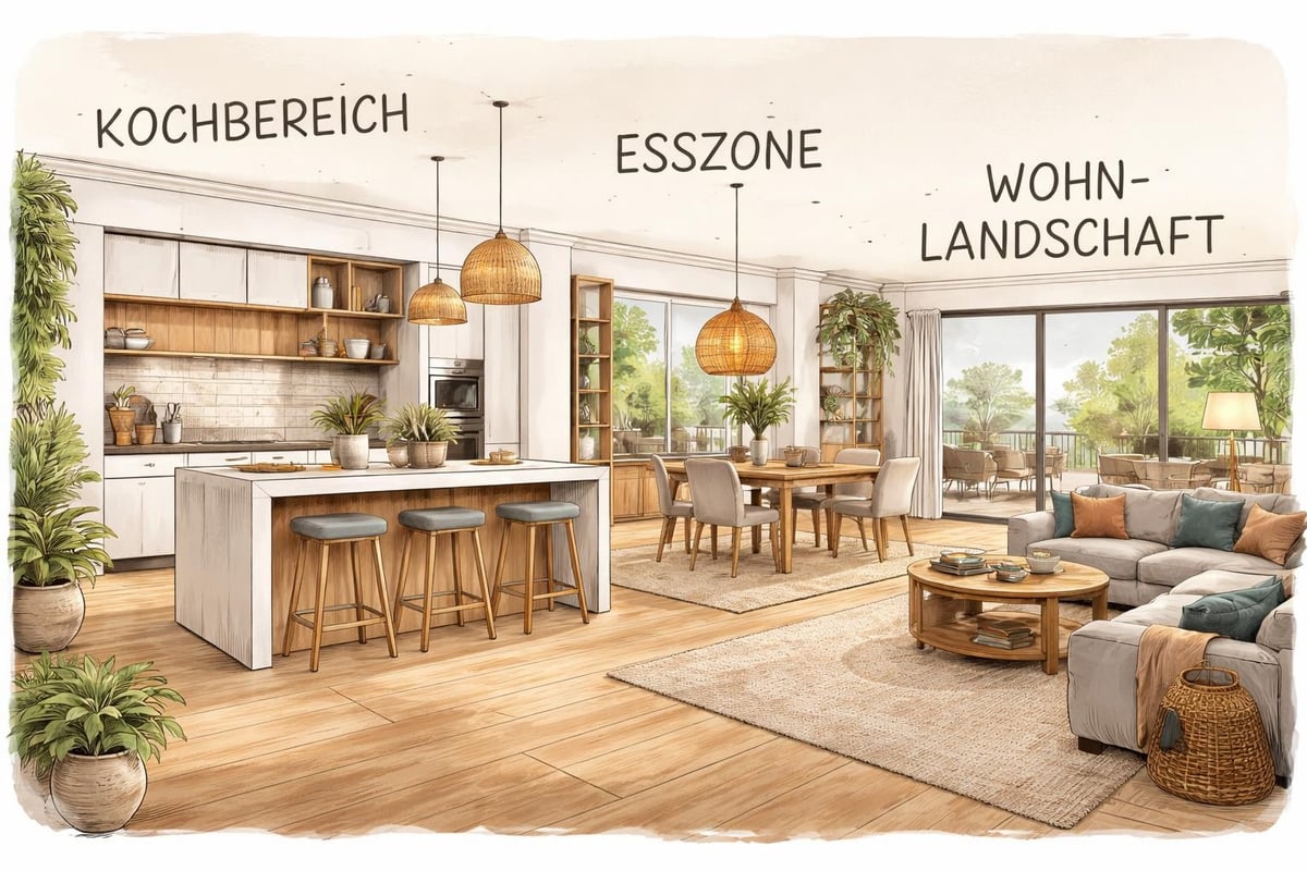 Offene Raumgestaltung Küche Wohnbereich