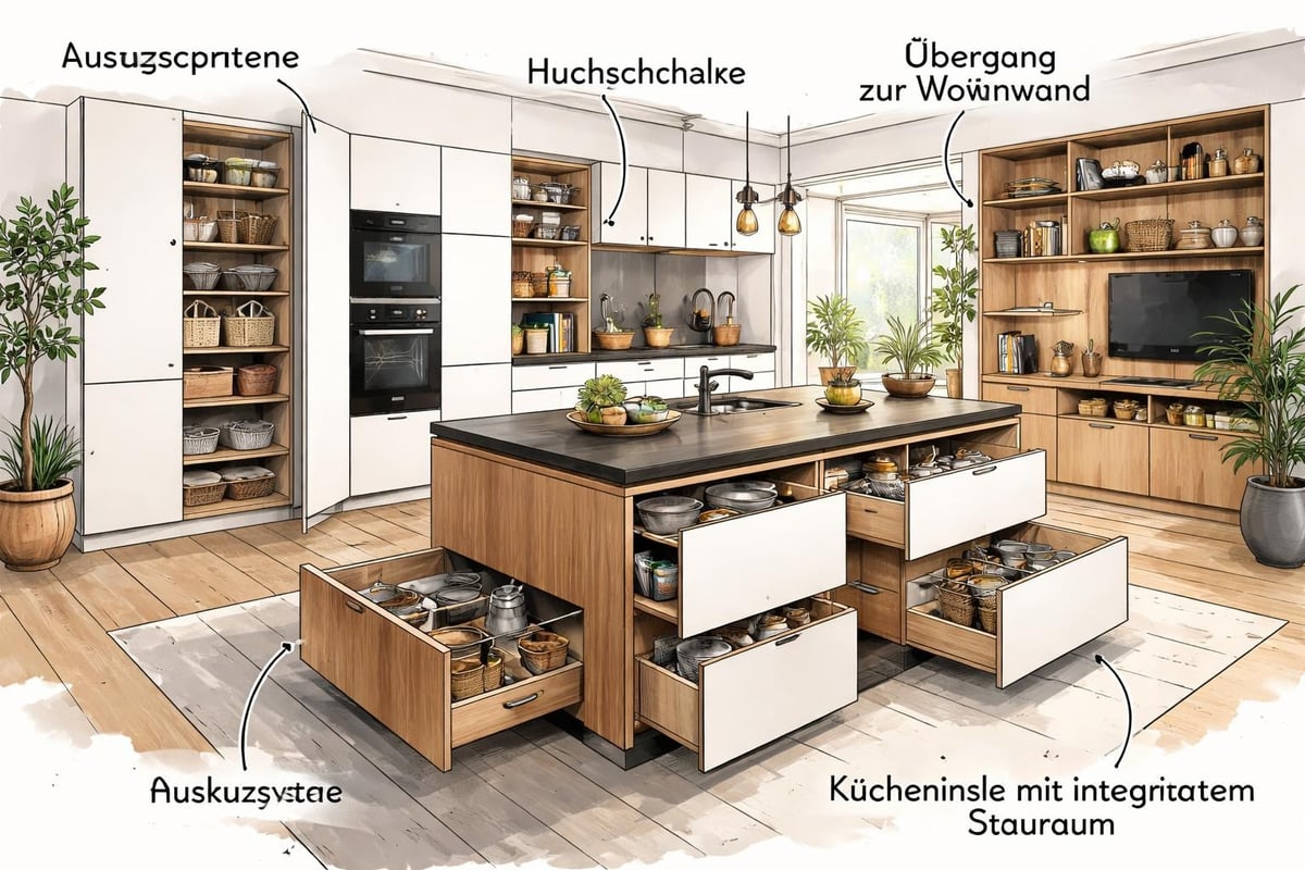 Stauraumlösungen offene Küche