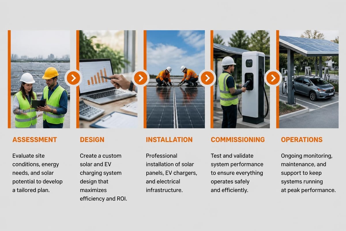 Commercial solar EV charging workflow