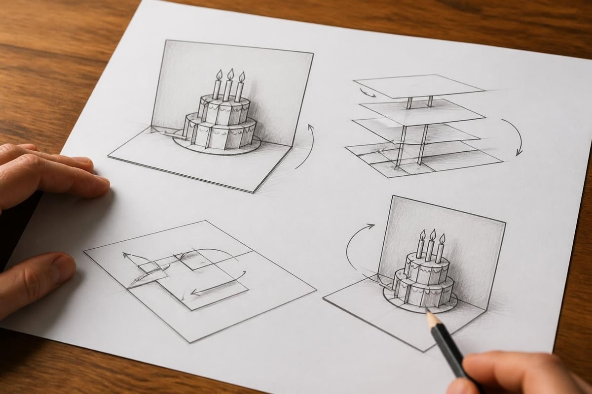 3D pop-up birthday card mechanics