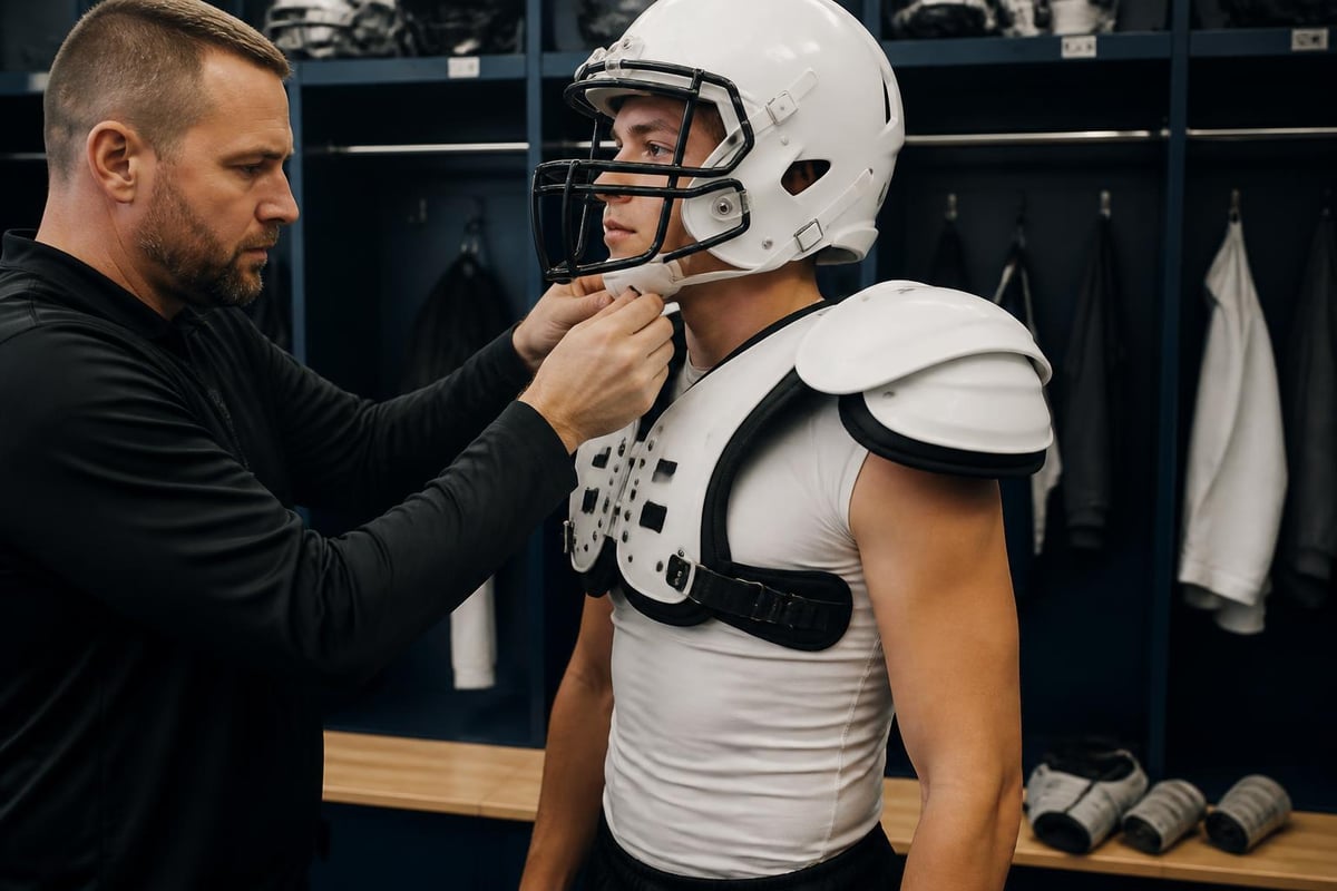 Football protective equipment fitting process