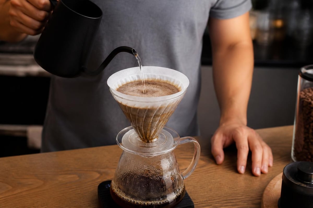 Pour-over coffee brewing process