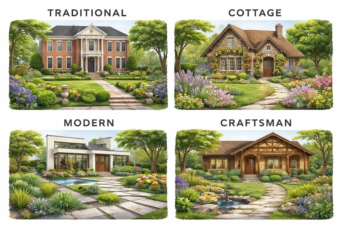 Garden design matching home architecture
