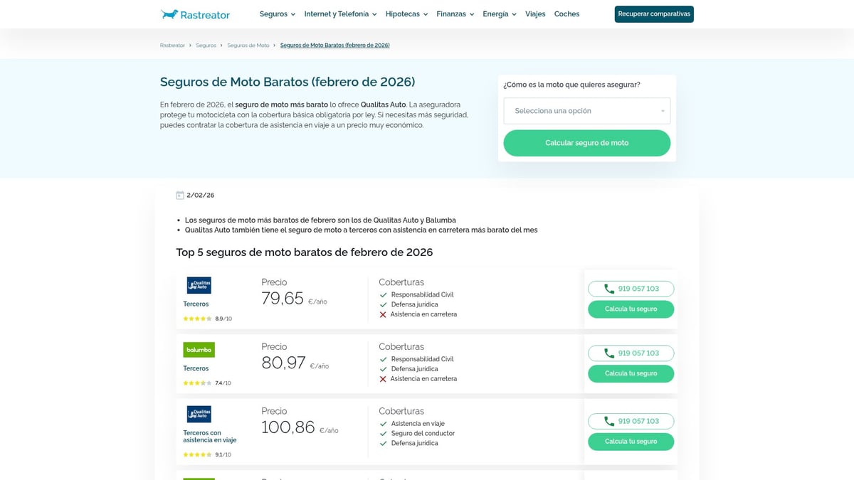 7 Mejores Seguros de Moto Baratos para Ahorrar en 2026 - Balumba &ndash; Seguro de Moto a Terceros con Asistencia