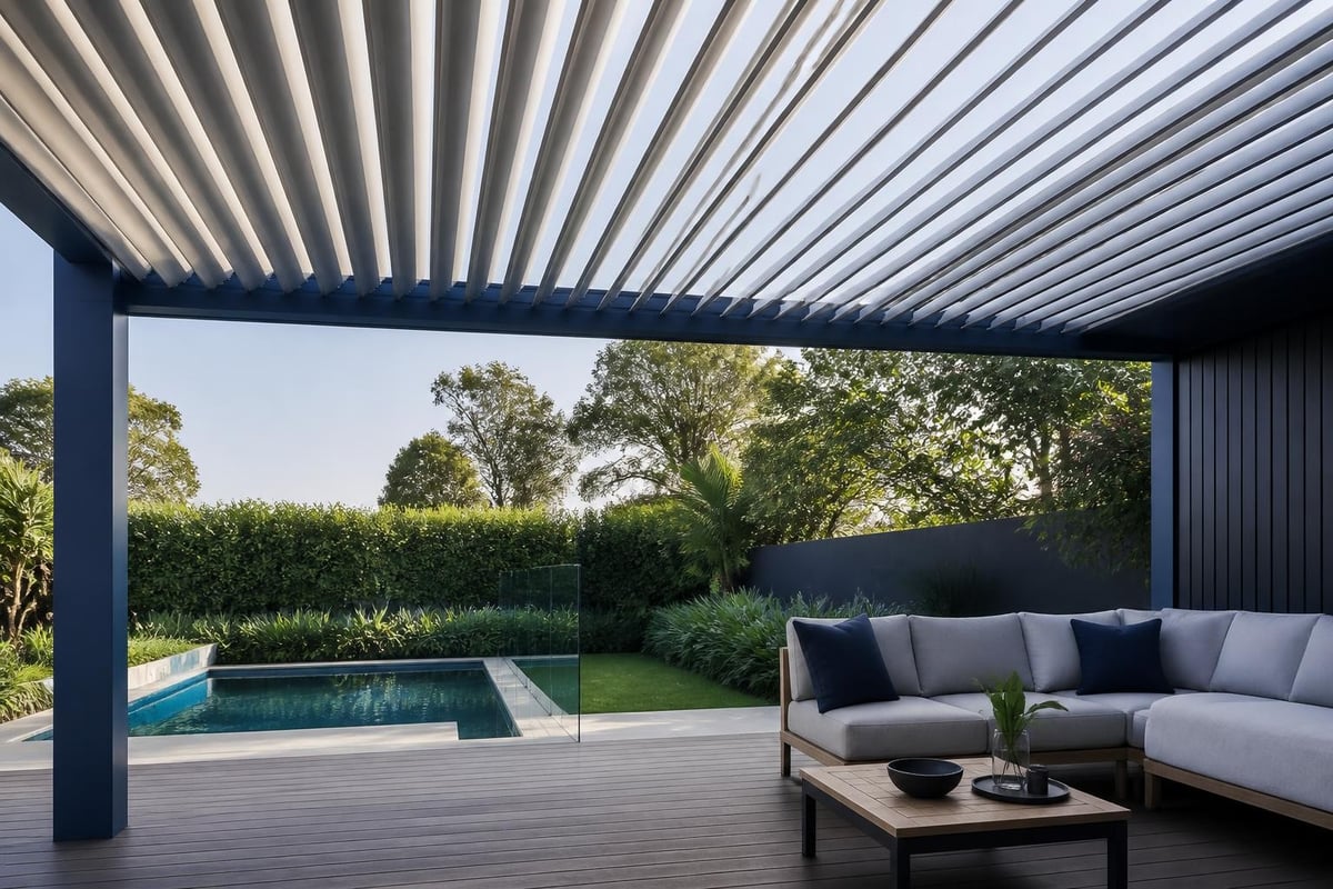 Motorised pergola components diagram