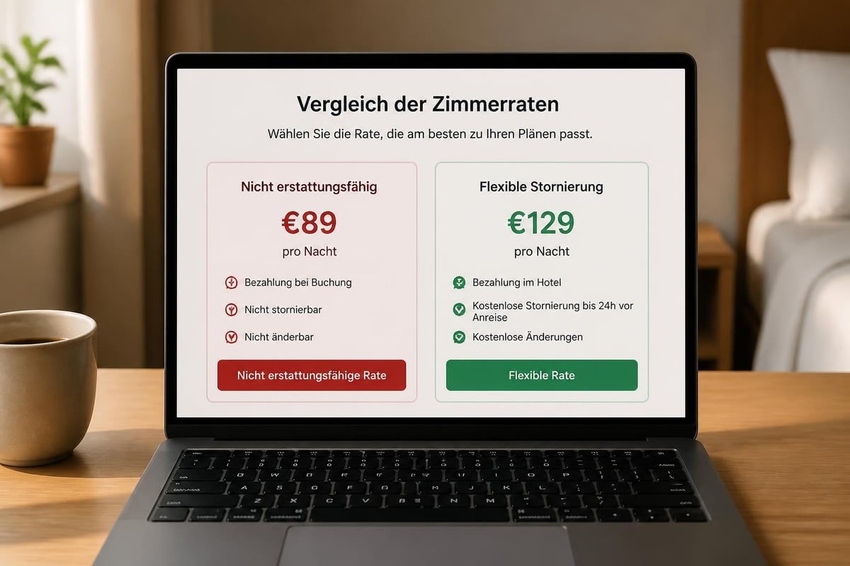 Stornierungsbedingungen verschiedener Hoteltarife