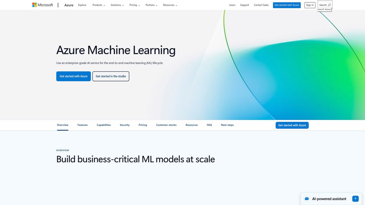 9 Essential AI ML Tools to Supercharge Your Workflow in 2025 - Azure Machine Learning