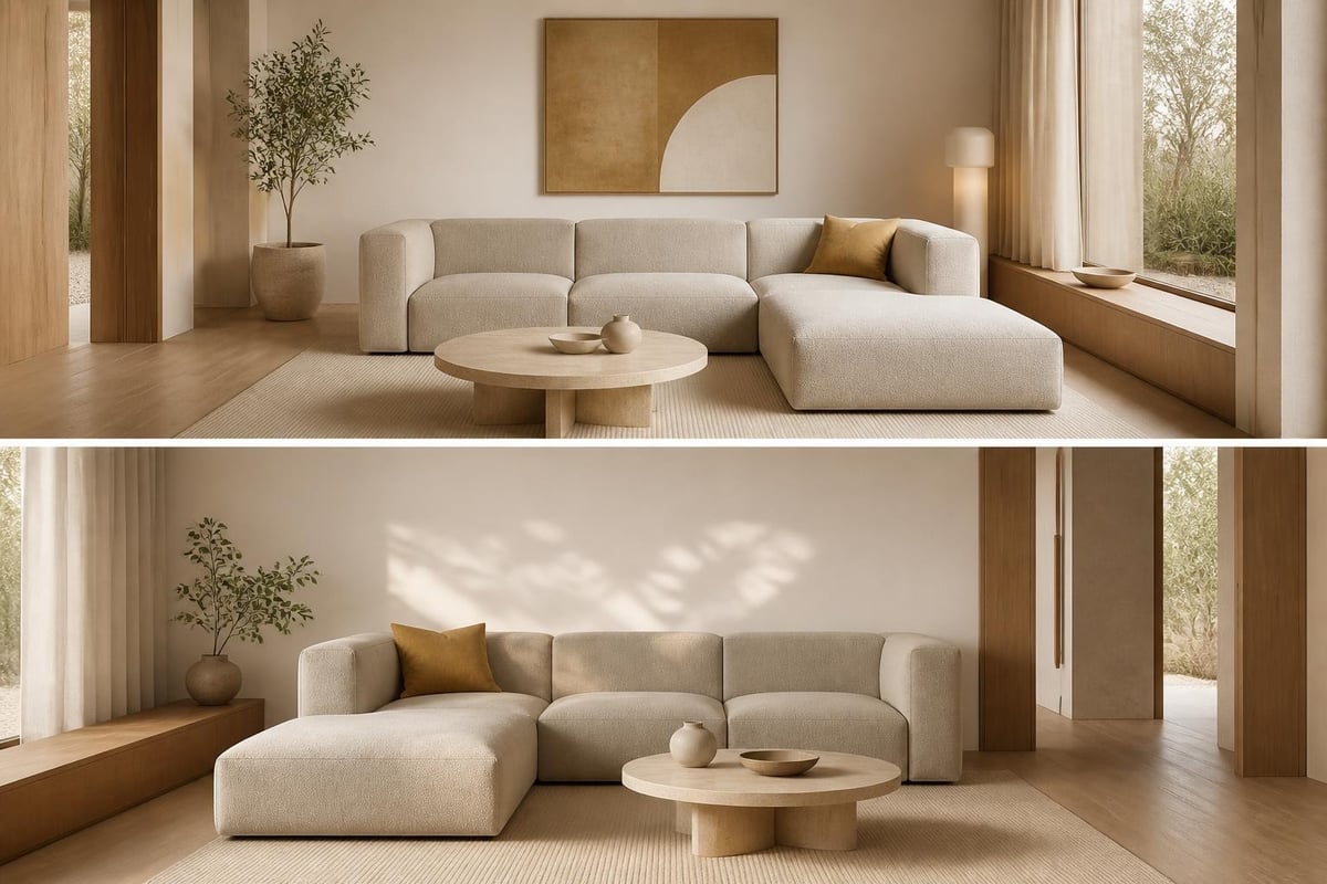 L-shape sofa orientation