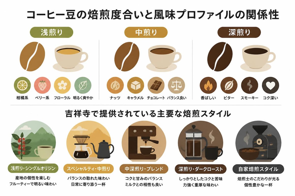 焙煎度による風味の違い