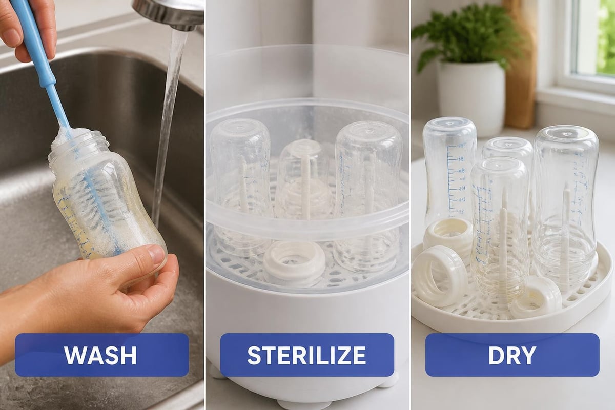 Infant bottle cleaning process