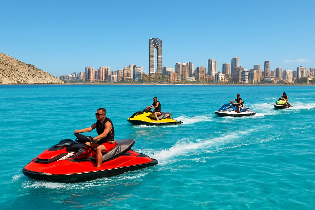 Motos de Agua Benidorm - article 8a7da4d1 8af6 41e0 96c fotografia realista y de alta calidad de varias mo 1 Tipos de excursiones en moto de agua en Benidorm