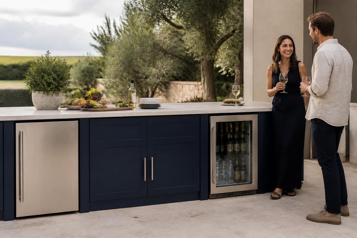 Outdoor kitchen refrigeration zones