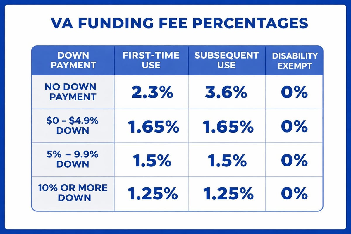 VA funding fee structure