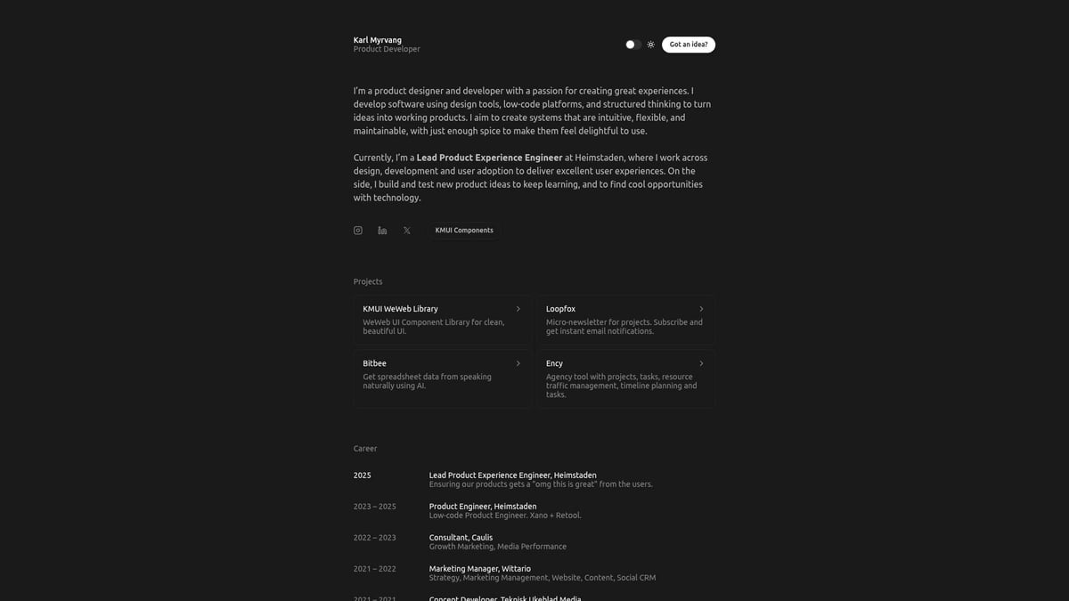 8 Inspiring Personal Brand Website Examples for 2025 - Karl Myrvang