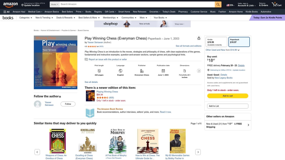 Top Good Chess Books for Beginners to Read in 2026 - Play Winning Chess by Yasser Seirawan