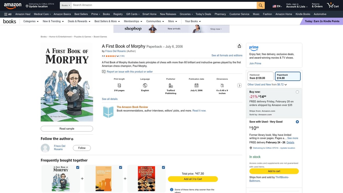 Top Good Chess Books for Beginners to Read in 2026 - A First Book of Morphy by Frisco Del Rosario