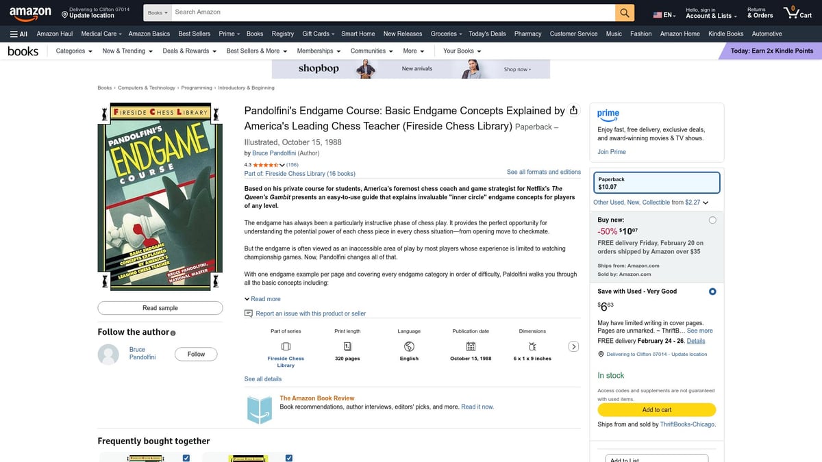 Top Good Chess Books for Beginners to Read in 2026 - Pandolfini's Endgame Course by Bruce Pandolfini