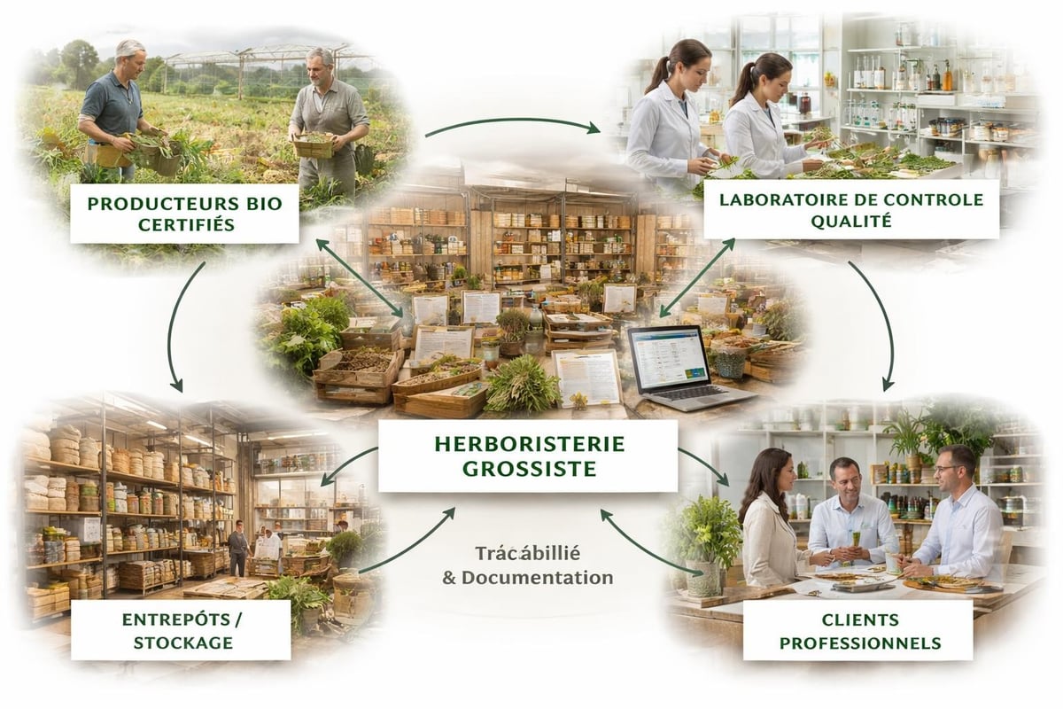 Herboristerie grossiste supply chain