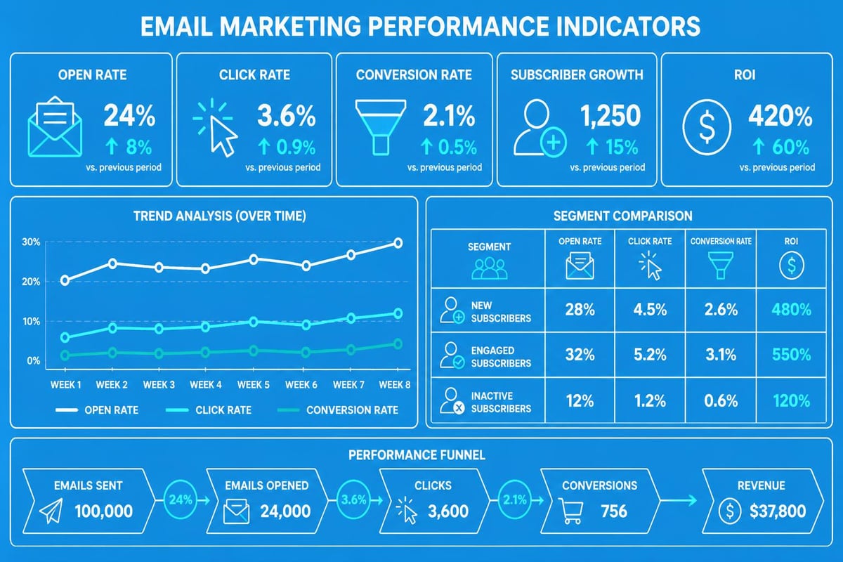 Email marketing metrics dashboard