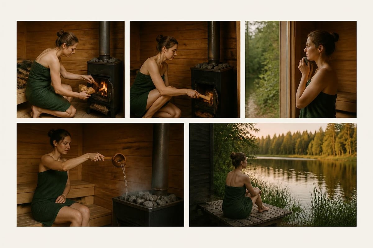 Wood-fired sauna session sequence