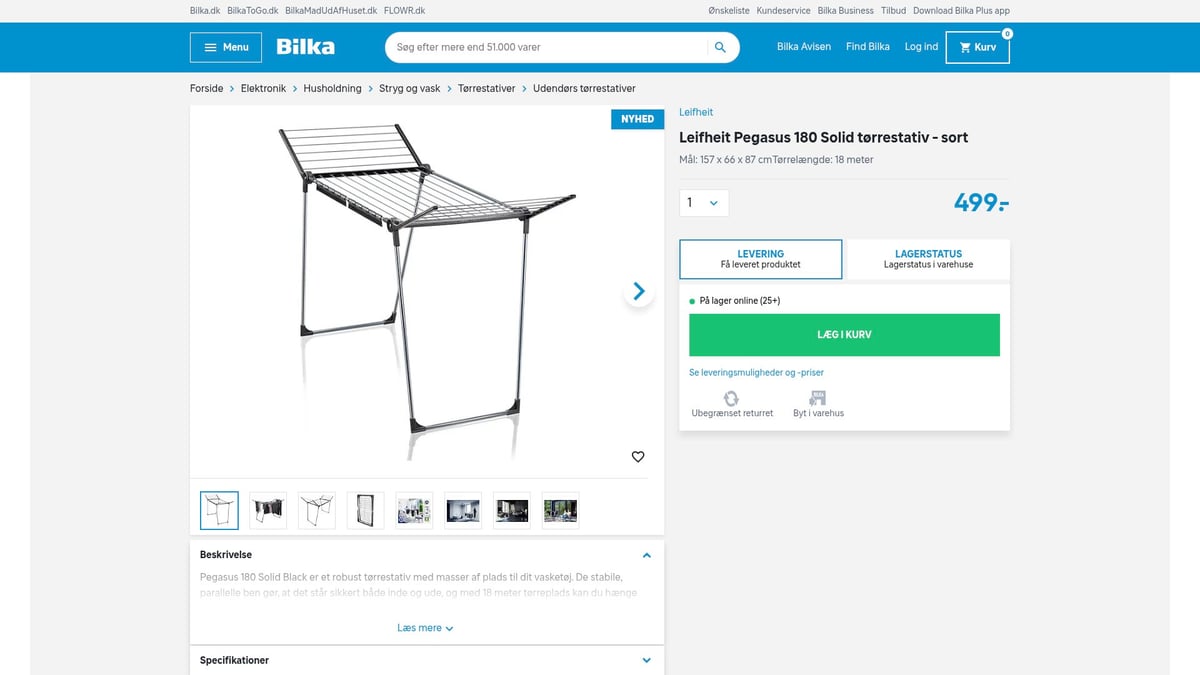 8 Smarte Tørrestativ Indendørs Til Effektiv Tørring 2026 - Leifheit Pegasus 180 Solid tørrestativ - sort