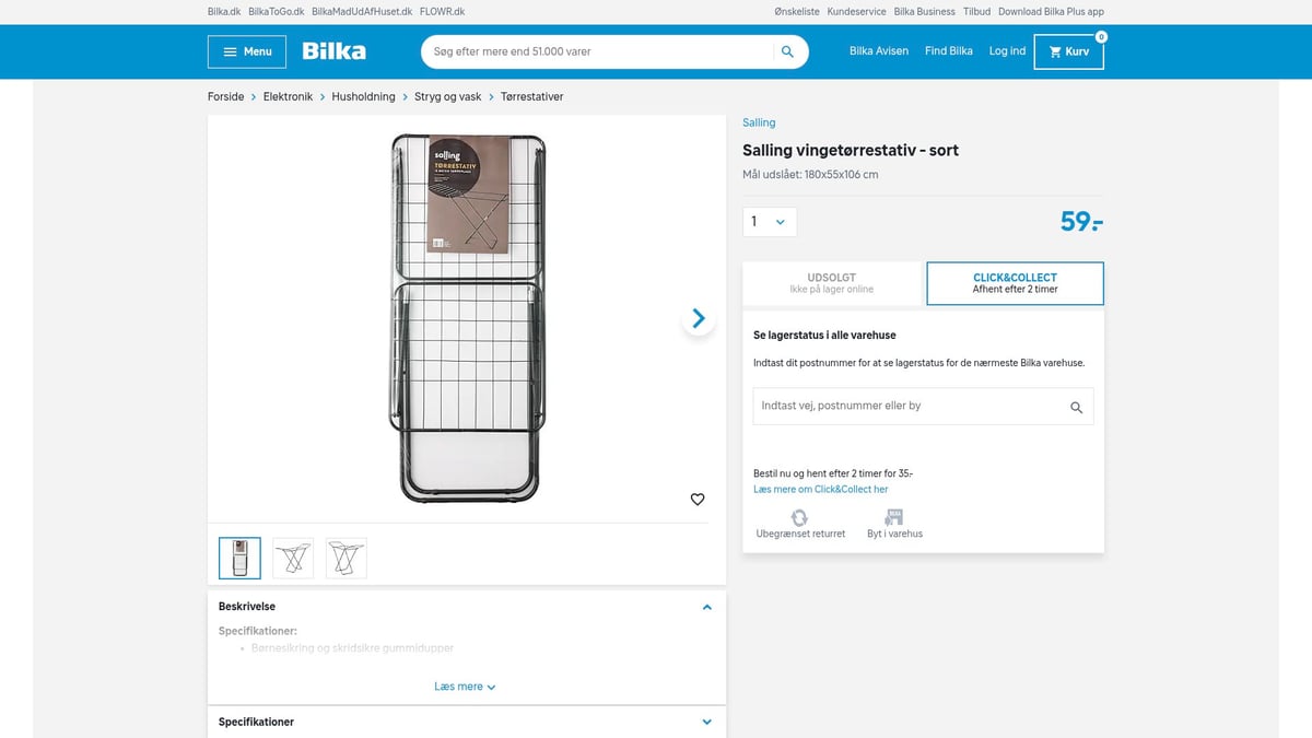 8 Smarte Tørrestativ Indendørs Til Effektiv Tørring 2026 - Salling vingetørrestativ - sort
