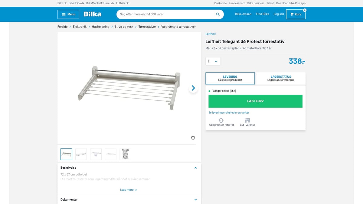 8 Smarte Tørrestativ Indendørs Til Effektiv Tørring 2026 - Leifheit Telegant 36 Protect tørrestativ