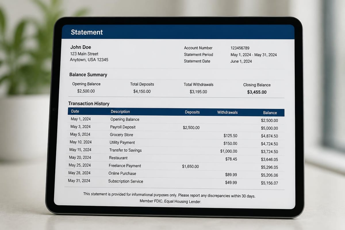Bank statement PDF components