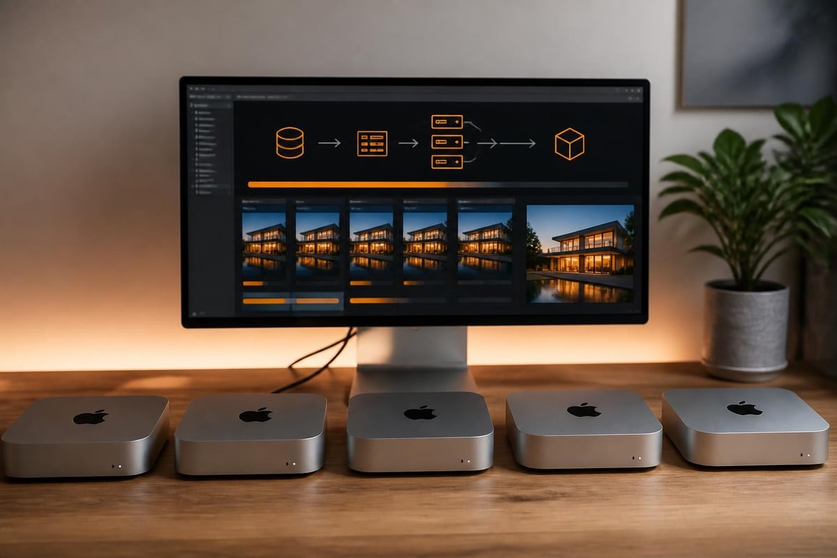 Mac mini render farm task distribution