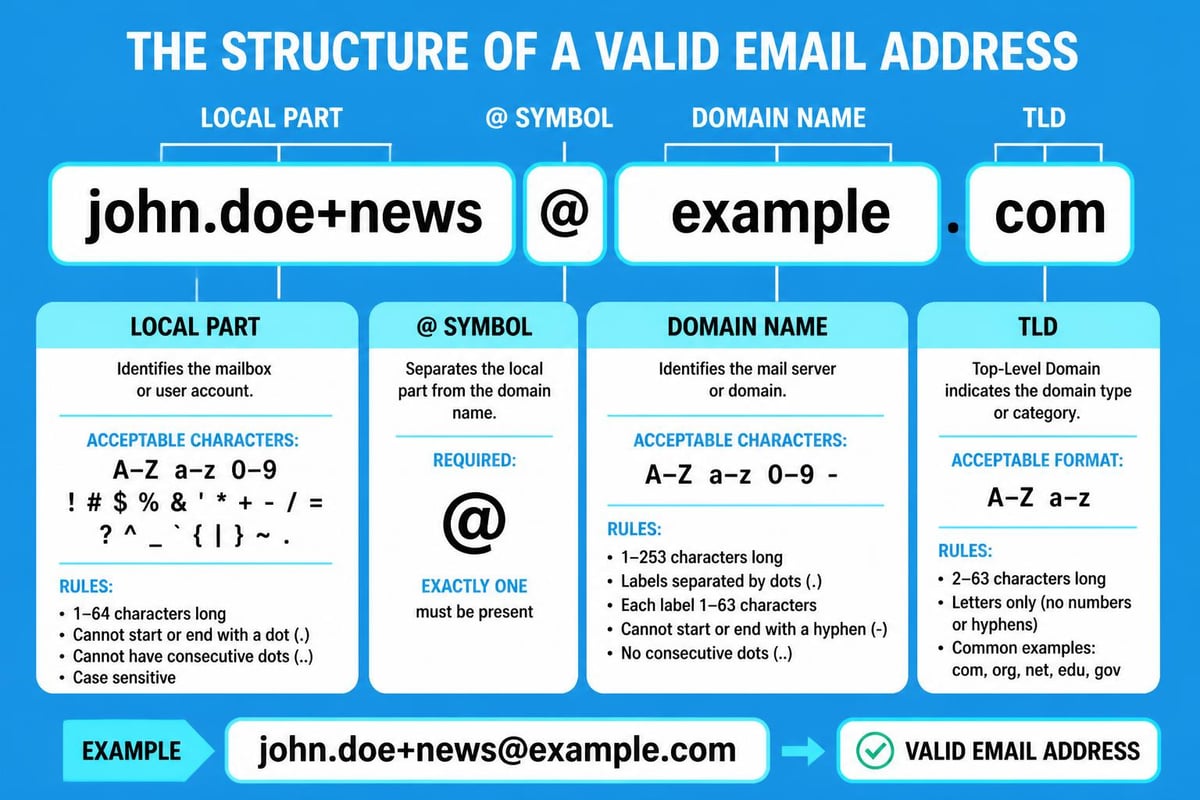 Email address structure components