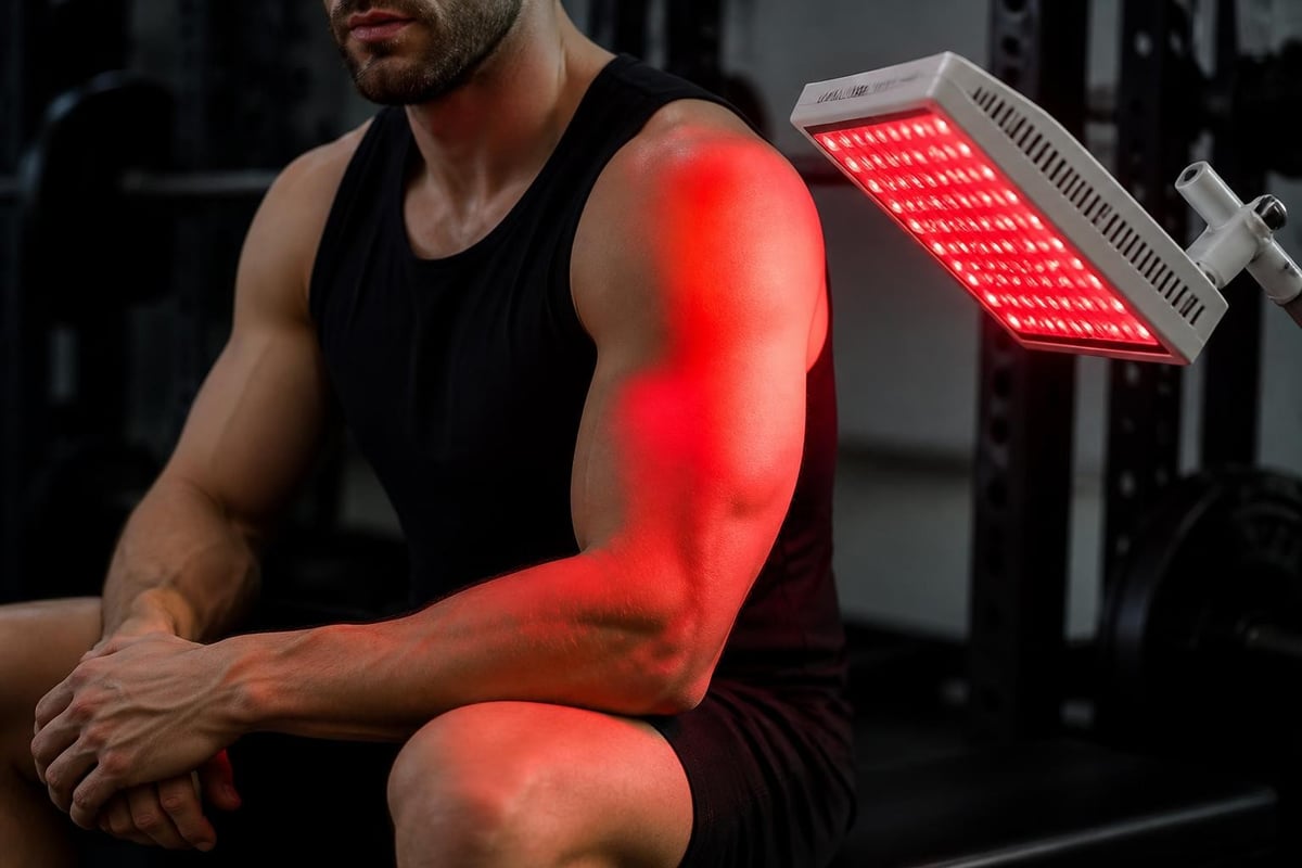Red light wavelengths penetrating muscle tissue